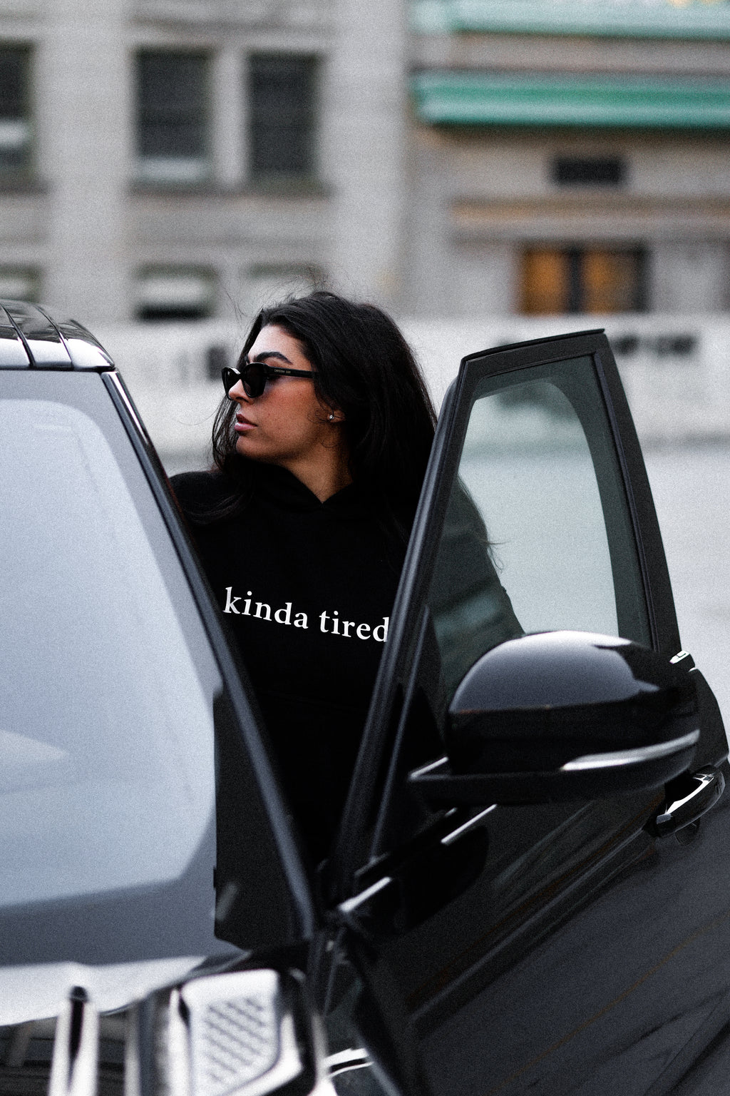 "kinda tired." Cropped Hoodie